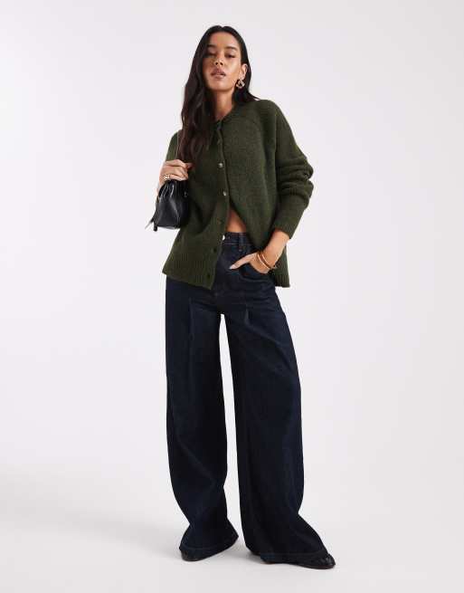 ASOS DESIGN – Kardigan oversize z mieszanki wełny w kolorze khaki, 2 z 4