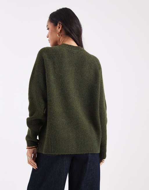 ASOS DESIGN – Kardigan oversize z mieszanki wełny w kolorze khaki, 4 z 4