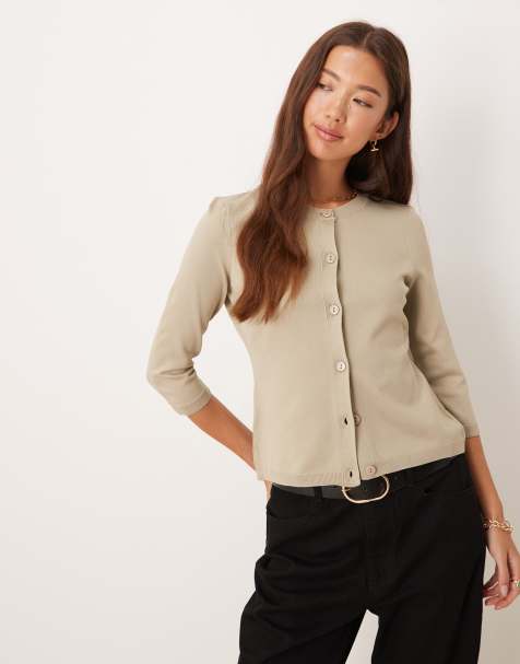 ASOS DESIGN – Kardigan w jasnym odcieniu khaki - view 1