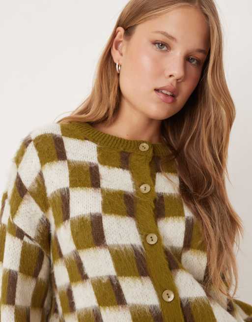 ASOS DESIGN – Kardigan ze szczotkowanej dzianiny we wzór retro, 4 z 4
