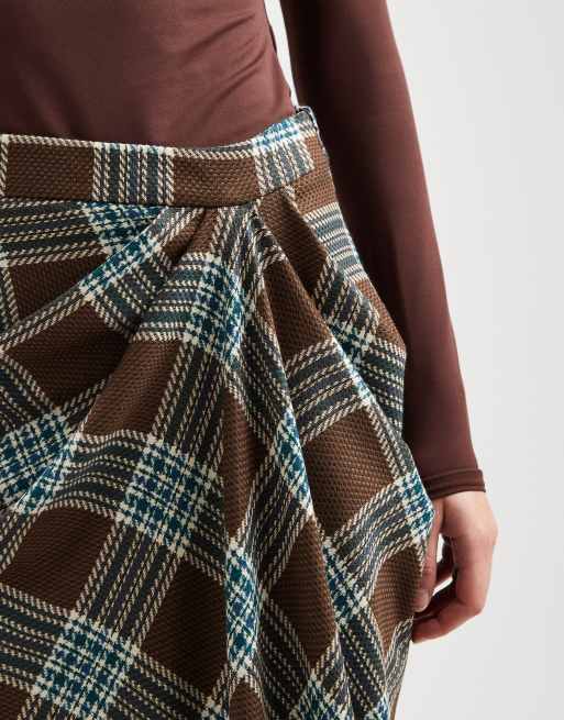 ASOS DESIGN – Karierter Maxirock mit Drapierung, 2 von 5