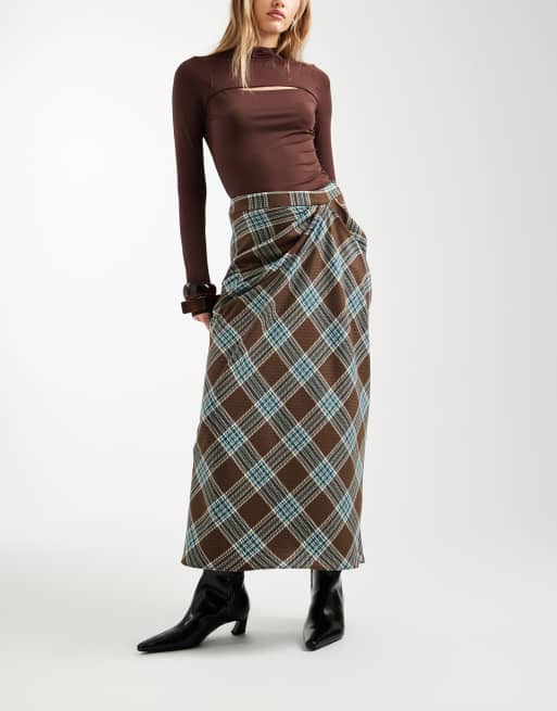 ASOS DESIGN – Karierter Maxirock mit Drapierung, 3 von 5