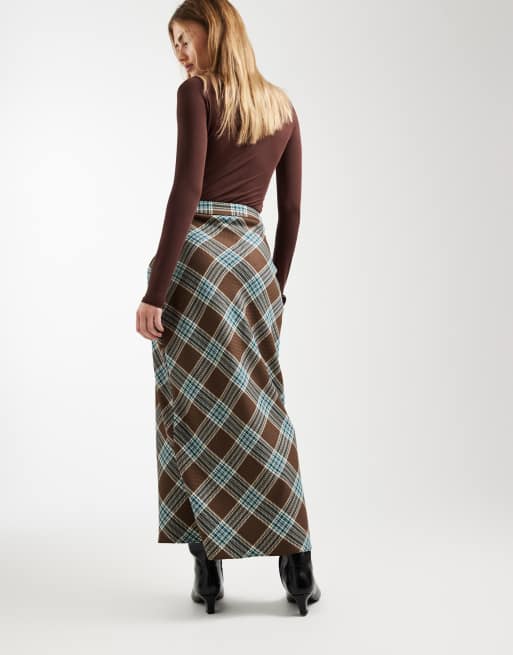 ASOS DESIGN – Karierter Maxirock mit Drapierung, 4 von 5