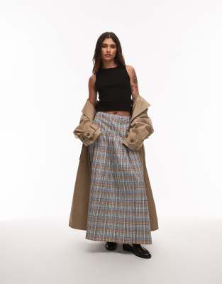 ASOS DESIGN - Karierter Maxirock mit tiefer Taille-Bunt