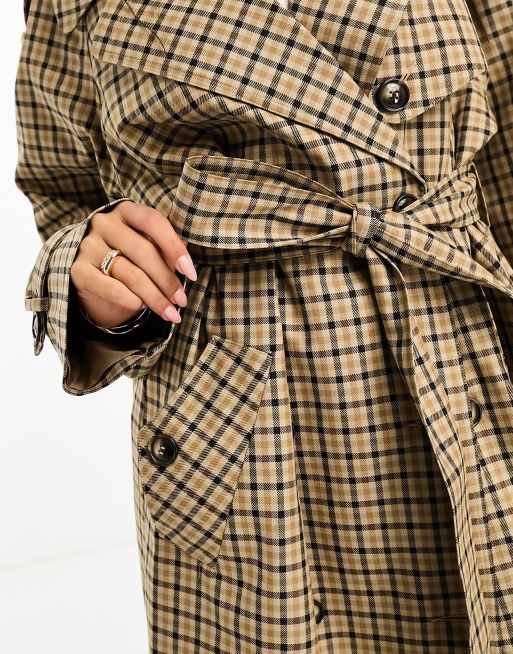 Tamaris Damen ARNI Trenchcoat - Kariert Mit Abnehmbarem Gürtel