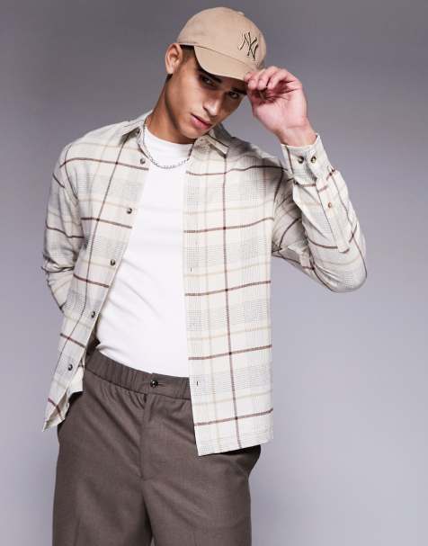 ASOS DESIGN – Kariertes Hemd in Neutral mit regulärer Passform - view 1