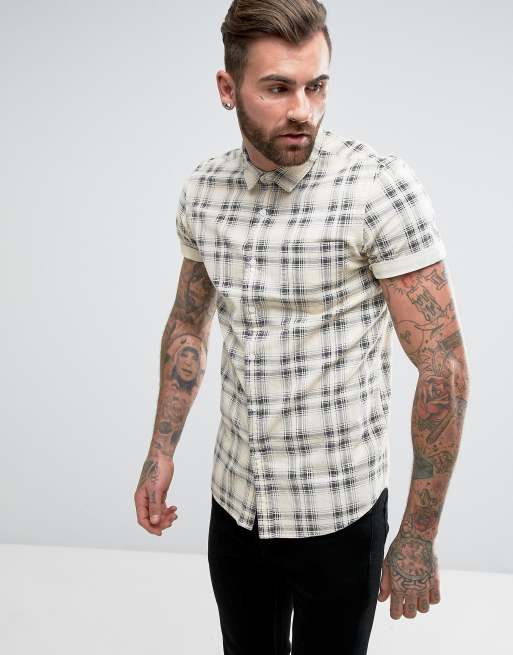 ASOS DESIGN – Kariertes Hemd mit normaler Passform in Gelb