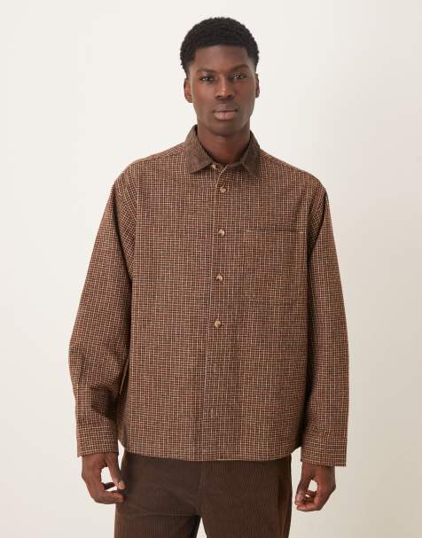 ASOS DESIGN – Kariertes Oversize-Hemd aus Wollimitat in Braun - view 1