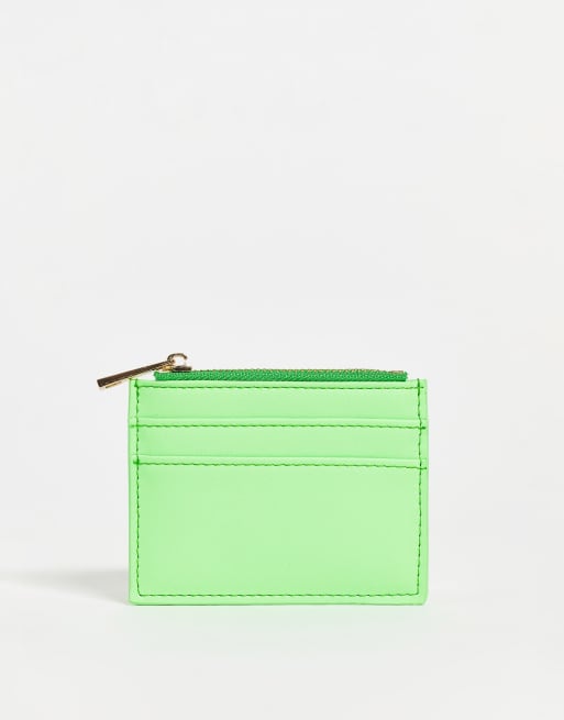 ASOS DESIGN – Kartenetui mit Münzbörse in Neongrün 
