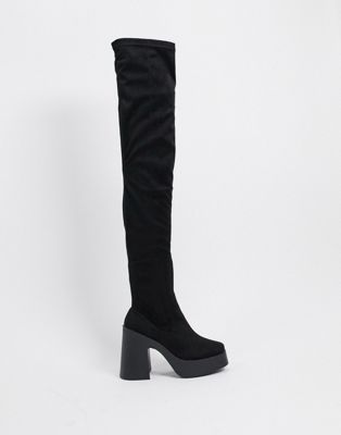 ASOS DESIGN Karys heeled over the knee boots in black