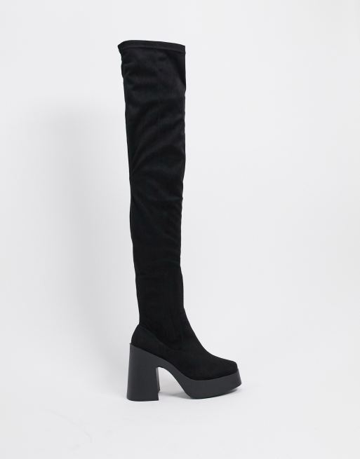 ASOS DESIGN - Karys - Stivali cuissard con tacco neri