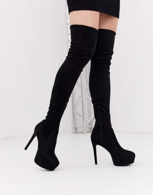 Asos Design Kasey Overknee Stiefel Mit Plateausohle Asos