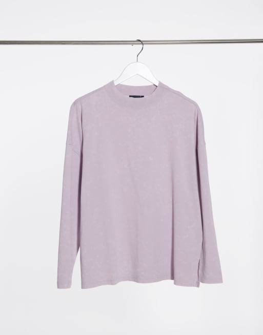 ASOS DESIGN – Kastenförmiges, langärmliges Oberteil mit Ziernaht in verwaschener Eisorchidee