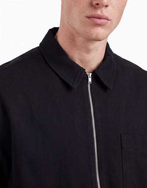 ASOS DESIGN – Kastenförmiges Oversize-Hemd mit durchgehendem Reißverschluss in Schwarz, 3 von 5