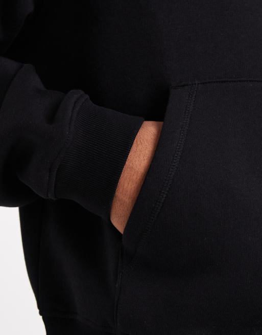 ASOS DESIGN – Kastige Basic-Kapuzenjacke in Schwarz mit durchgehendem Reißverschluss und Relaxed Fit, 5 von 5