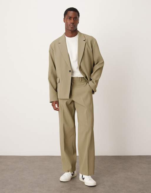 ASOS DESIGN – Kastige, gerippte Anzugjacke in Khaki, 2 von 5
