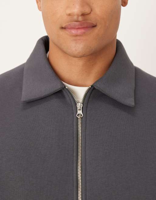 ASOS DESIGN – Kastige Harrington-Jacke mit lockerer Passform in Anthrazit mit Reißverschluss, 5 von 5