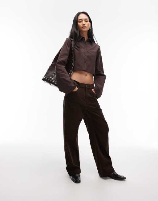 ASOS DESIGN – Kastige Hemdbluse in Schokobraun mit weiten Ärmeln, 4 von 4