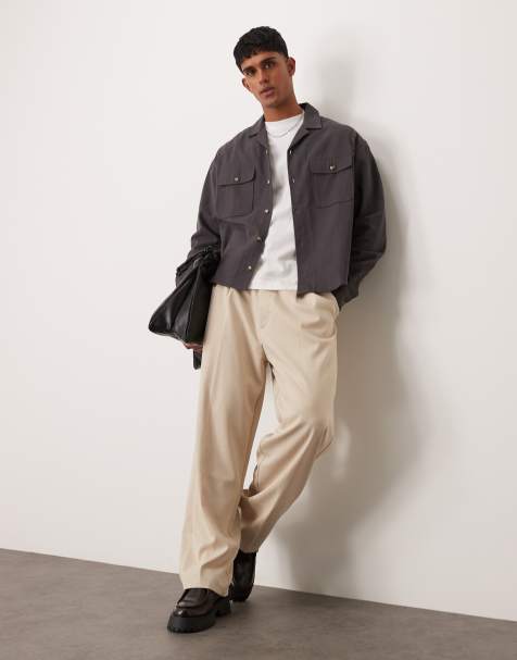 ASOS DESIGN – Kastige Hemdjacke in Dunkelgrau mit Reverskragen - view 1