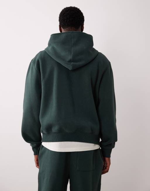 ASOS DESIGN – Kastige Kapuzenjacke in verwaschenem Grün mit Reißverschluss, 3 von 5