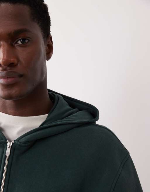 ASOS DESIGN – Kastige Kapuzenjacke in verwaschenem Grün mit Reißverschluss, 5 von 5