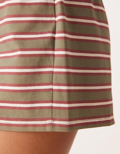 ASOS DESIGN – Kastige Mikro-Shorts in Olivgrün mit Streifen, Kombiteil, 4 von 5