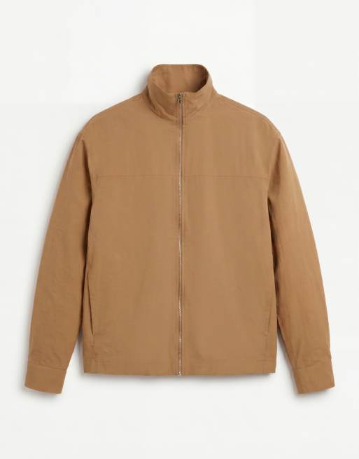 ASOS DESIGN kastige Oversize-Jacke mit Reißverschluss und Stehkragen in Hellbraun, 6 von 7