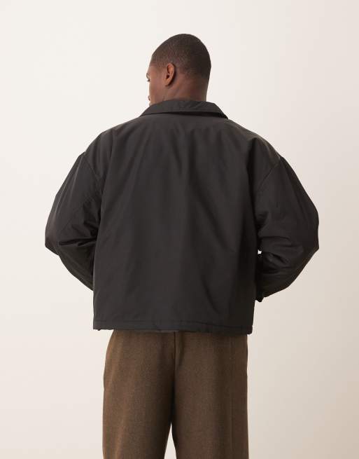 ASOS DESIGN – Kastige Oversize-Trainerjacke in Schwarz, 3 von 4