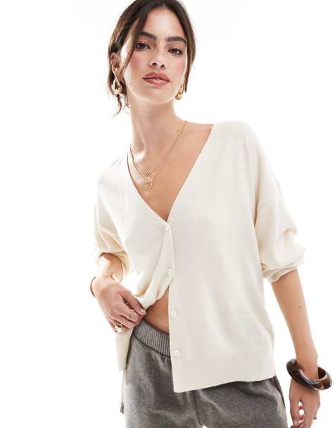 ASOS DESIGN – Kastige Strickjacke in Ecru - view 1