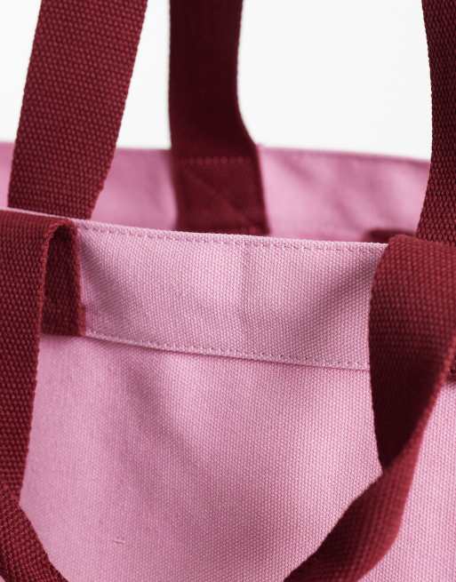 ASOS DESIGN – Kastige Tragetasche aus Canvas in Rosa mit Laptop-Innenfach, 4 von 4
