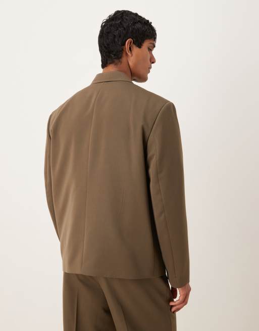 ASOS DESIGN – Kastige, zweireihige Anzugjacke in Olivgrün, 3 von 5