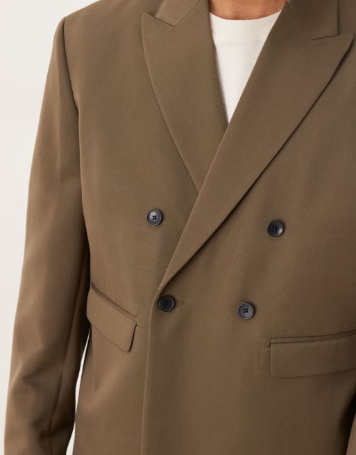 ASOS DESIGN – Kastige, zweireihige Anzugjacke in Olivgrün, 5 von 5