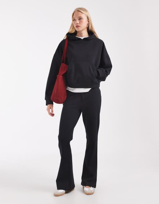 ASOS DESIGN kastiger Hoodie mit angerauter Innenseite in Schwarz, 3 von 4