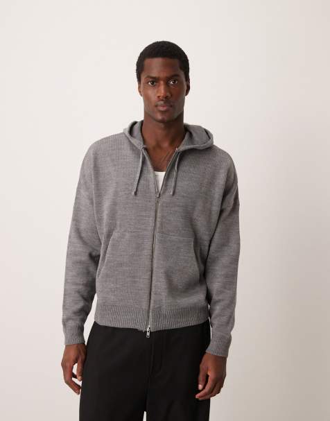 ASOS DESIGN – Kastiger Kapuzenpullover aus Strick in grau meliert mit extremer Oversize-Passform - view 1