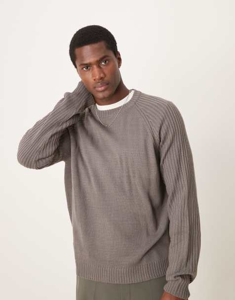 ASOS DESIGN – Kastiger Oversize-Pullover in grau meliert mit Rundhalsausschnitt und gerippten Ärmeln - view 1