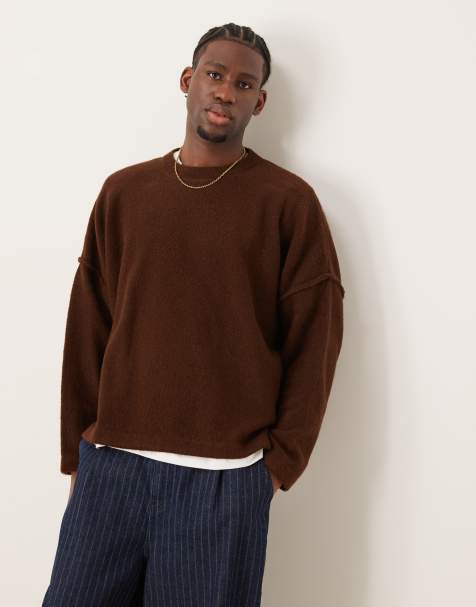 ASOS DESIGN – Kastiger Strickpullover in Braun mit extremer Oversize-Passform - view 1