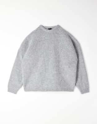 Kastiger Strickpullover in Grau mit Patentmuster und extremer Oversize-Passform Grau S