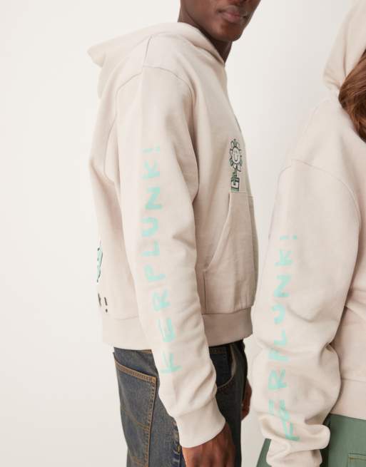 ASOS DESIGN – Kastiger Unisex-Oversize-Kapuzenpullover in Grau mit „Green Day“-Print, 4 von 4