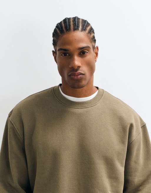 ASOS DESIGN – Kastiges Basic-Sweatshirt in Khaki mit lockerer Passform, 4 von 5