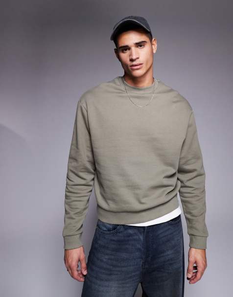 ASOS DESIGN – Kastiges Basic-Sweatshirt in Khaki mit Oversize-Schnitt - view 1