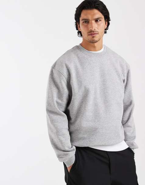ASOS DESIGN – Kastiges Basic-Sweatshirt in meliertem Grau mit lockerer Passform - view 1