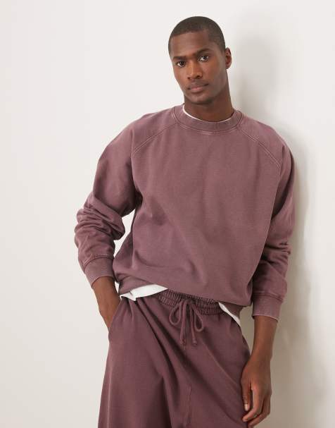 ASOS DESIGN – Kastiges Cropped-Sweatshirt in verwaschenem Burgunderrot mit Raglanärmeln - view 1