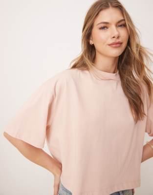 ASOS DESIGN - Kastiges Cropped-T-Shirt in Staubrosa