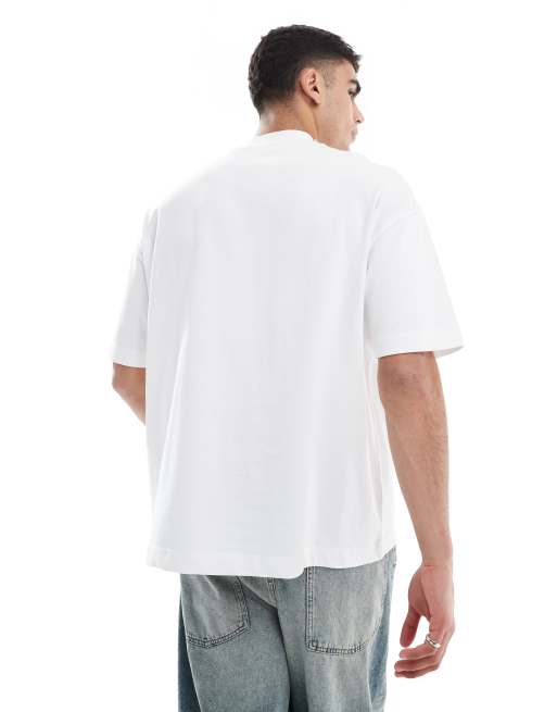 ASOS DESIGN – Kastiges, hochgeschlossenes Oversize-T-Shirt aus schwerem Material in Weiß , 2 von 4