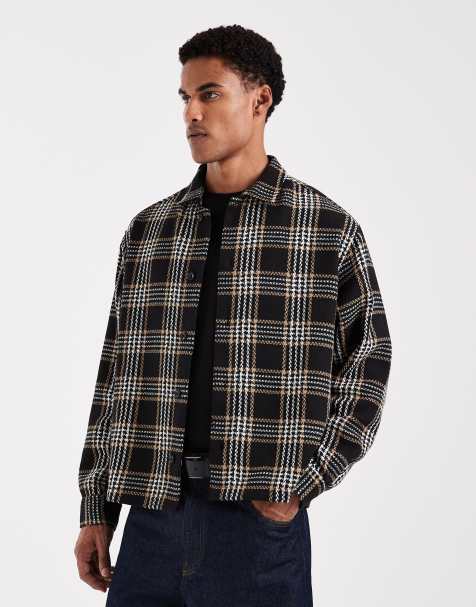 ASOS DESIGN – Kastiges, kariertes Oversize-Hemd in Schwarz - view 1