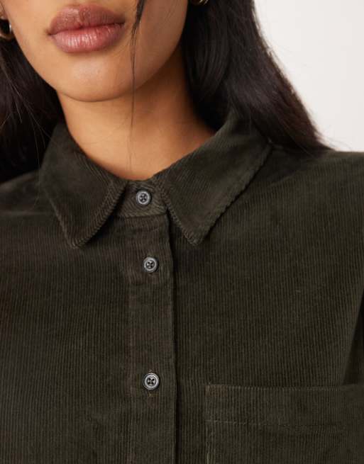 ASOS DESIGN – Kastiges, kurzes Oversize-Hemdkleid in Dunkelgrün, 3 von 4
