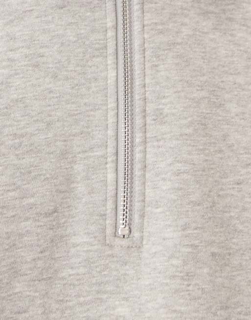 ASOS DESIGN – Kastiges, locker geschnittenes Basic-Sweatshirt in meliertem Grau mit Kragen und kurzem Reißverschluss, 5 von 5