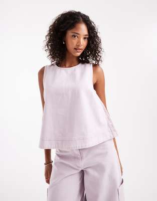 ASOS DESIGN - Kastiges Oberteil in verwaschenem Malvenrosa, Kombiteil