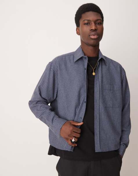 ASOS DESIGN – Kastiges Oversize-Flanellhemd in kariertem Blau - view 1