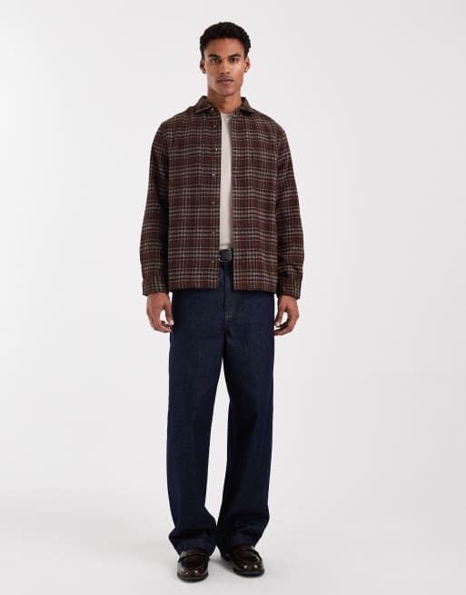 ASOS DESIGN – Kastiges Oversize-Hemd in Braun mit Karomuster, 2 von 5